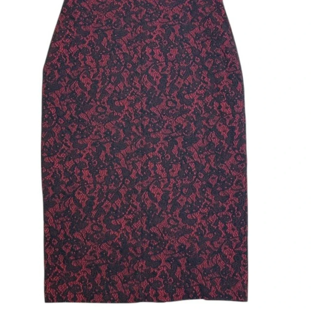 Michael Kors‎ Bodycon Dress Sleeveless V-Neck Burgundy Black Pattern Lace Size 2